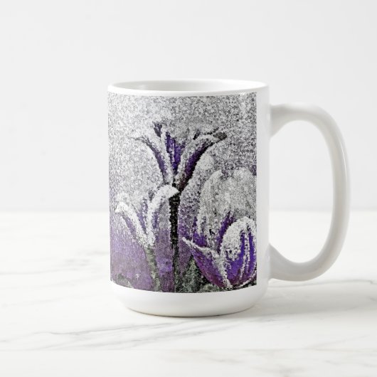 パープルチューリップ絵画- Art Mug コーヒーマグカップ (右)