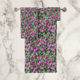 パープルチューリップ開花フローラバスタオル バスタオルセット