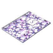 パープルチョウモダンエレガントカスタムモノグラム ノートブック (左側)