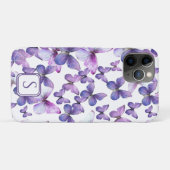 パープルチョウモダンエレガントカスタムモノグラム Case-Mate iPhoneケース (裏面(横))