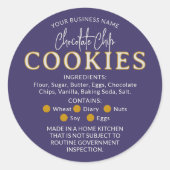 パープルチョコレートチップクッキーコテージ法ステッカー ラウンドシール (正面)