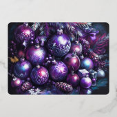 パープルチョークの色合いのオーナメント 箔シーズンカード (裏面)