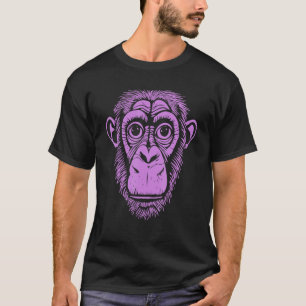 パープルチンパンジー猿可愛いチンパンジー Tシャツ