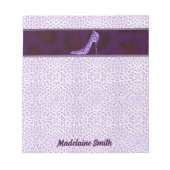 パープルチータプリントと彼女の名前 ノートパッド (正面)