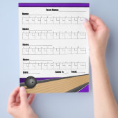 パープルチームボーリングスコアシート チラシ (手)