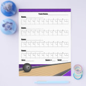 パープルチームボーリングスコアシート チラシ (シングル)