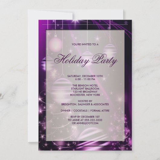パープルツリーズ&クリスマスオーナメントホリデーパーティー 招待状 (正面)