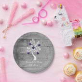 パープルツリーハートウェディングシャワー紙プレート ペーパープレート (パーティー)