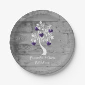 パープルツリーハートウェディングシャワー紙プレート ペーパープレート (正面)
