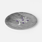 パープルツリーハートウェディングシャワー紙プレート ペーパープレート (アングル)