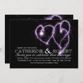 パープルツーハーツスパークラー結婚式招待状 招待状 (正面/裏面)