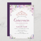 パープルティアラフローラキンセアニェラ招待 招待状 (正面/裏面)