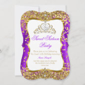 パープルティアラプリンセススイーツ16金ゴールドホワイト招待状2 招待状 (正面)