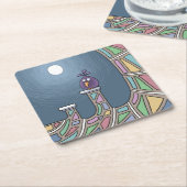 パープルティキバードフルムーンスクエア紙コーア スクエアペーパーコースター (アングル)