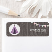 パープルティピキャンピングバースデーパーティードアドレス ラベル (インサイチュ)