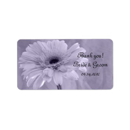 パープルティントデイジー結婚ズサンキューメッセージカード ラベル