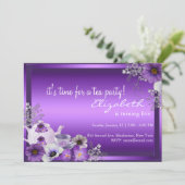 パープルティーパーティー子供の誕生日招待状 招待状 (スタンド正面)
