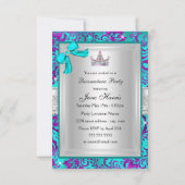 パープルティール(緑がかった色)きらめくティアラキンセアニェラ招待状 招待状 (裏面)