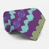 パープルティール（緑がかった色）とグリーンパターン（の模様が）ある ネクタイ (ロール)