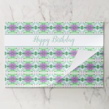 パープルティール（緑がかった色）とグリーン紙ランチョンマット