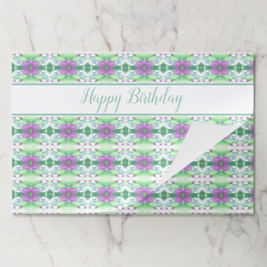 パープルティール（緑がかった色）とグリーン紙ランチョンマット ペーパーパッド (折り畳み)