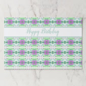 パープルティール（緑がかった色）とグリーン紙ランチョンマット ペーパーパッド (正面)