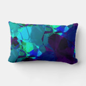 パープルティール（緑がかった色）とブルー抽象芸術幾何学的 |名前 ランバークッション (裏面)