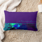 パープルティール（緑がかった色）とブルー抽象芸術幾何学的 |名前 ランバークッション (ブランケット)