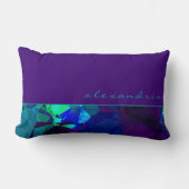 パープルティール(緑がかった色)とブルー抽象芸術幾何学的 |名前 ランバークッション (正面)