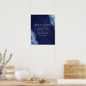 パープルティール（緑がかった色）アゲートゲードジェムストン結婚ズウェルカム ポスター (キッチン)