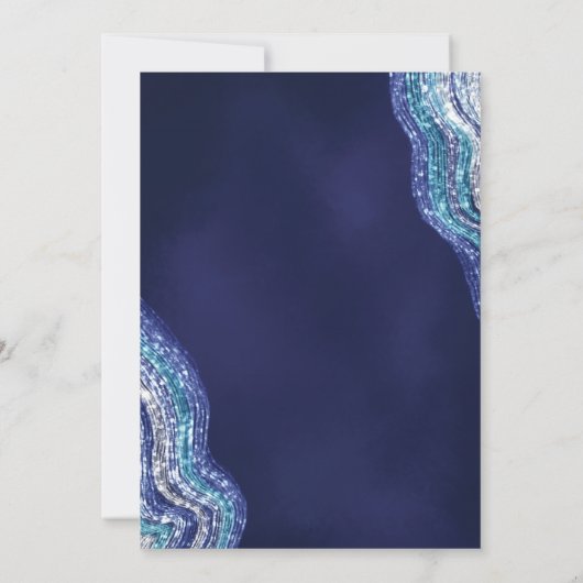 パープルティール（緑がかった色）アゲートゲードジェムストーンバチェロレッテ 招待状 (裏面)