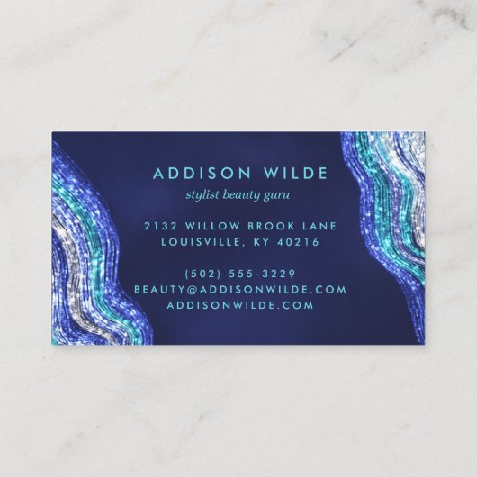 パープルティール(緑がかった色)アゲートゲードジェムストーンメイクアップアーティスト 名刺 (裏面)