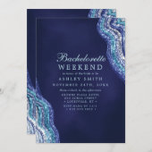 パープルティール（緑がかった色）アゲートゲードバチェロレッテウィークエンド 招待状 (正面/裏面)
