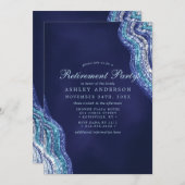 パープルティール（緑がかった色）アゲートジェームストーンリタイアメントパーティー 招待状 (正面/裏面)