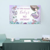 パープルティール（緑がかった色）アニーエイジマーメイド誕生日バナー 横断幕 (トレードショー)