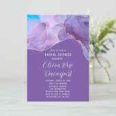 パープルティール(緑がかった色)アルコールインクエーテルブライダルシャワー 招待状 (スタンド正面)