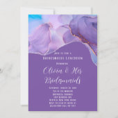 パープルティール（緑がかった色）アルコールインクブリデスメイドランチョン 招待状 (正面)