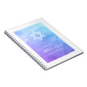 パープルティール(緑がかった色)ウォーターカラーバルミツワーゲストブック ノートブック (右側)