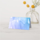 パープルティール（緑がかった色）ウォーターカラーバルミツワー折り畳み プレイスカード (裏面)