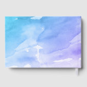 パープルティール（緑がかった色）ウォーターカラーバルミツワー ゲストブック (裏面)