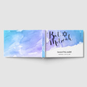 パープルティール（緑がかった色）ウォーターカラーバルミツワー ゲストブック (全面)