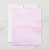 パープルティール(緑がかった色)ウォーターカラーフローラバルミツワーパーティー 招待状 (裏面)