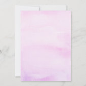 パープルティール(緑がかった色)ウォーターカラーフローラバルミツワー 招待状 (裏面)