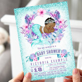 パープルティール(緑がかった色)エスニックマーメイドベビーシャワー招待状 招待状