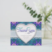 パープルティール(緑がかった色)エレガントな結婚式ありがとうポストカード ポストカード (スタンド正面)