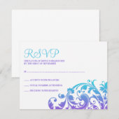 パープルティール（緑がかった色）エレガントフローバルミツワーRSVP 出欠カード (正面/裏面)