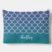 パープルティール（緑がかった色）グラデーションマーメイドフィッシュスケール アクセサリーポーチ (裏面)