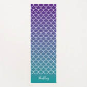 パープルティール（緑がかった色）グラデーションマーメイドフィッシュスケール ヨガマット (正面)