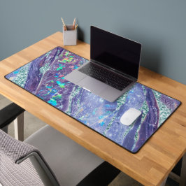 パープルティール（緑がかった色）グリッターホログラフィックオパール大理石かわいい デスクマット