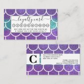 パープルティール(緑がかった色)グリッターマーメイドスキャロプはかりで測 ロイヤリティカード (正面/裏面)